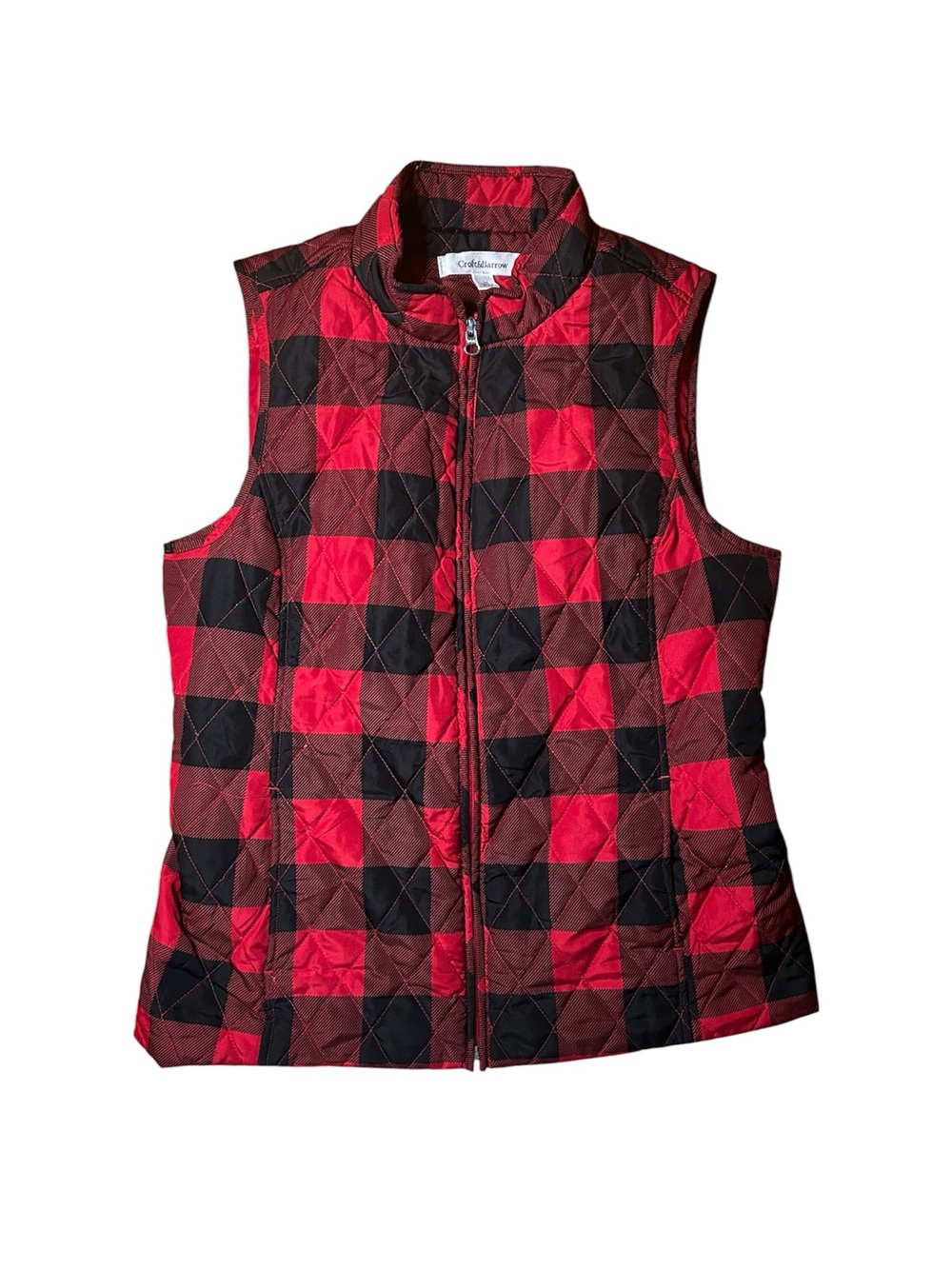 Croft&Barrow red/black plaid quilted vest